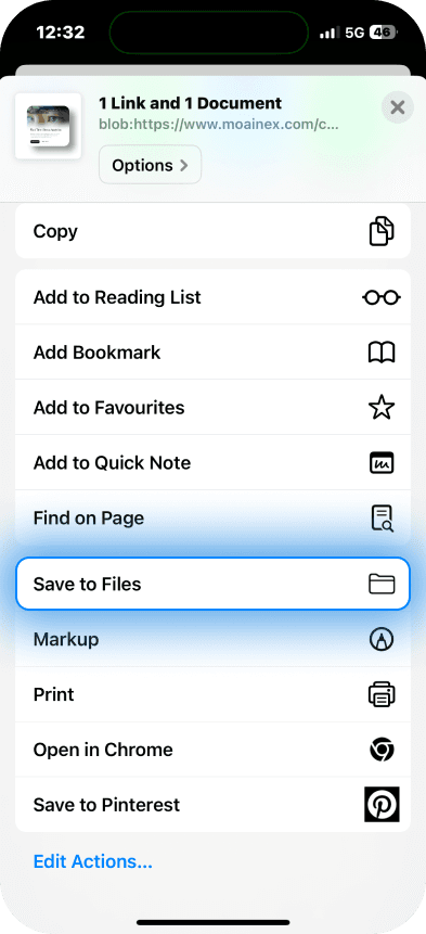 Save to Files screenshot